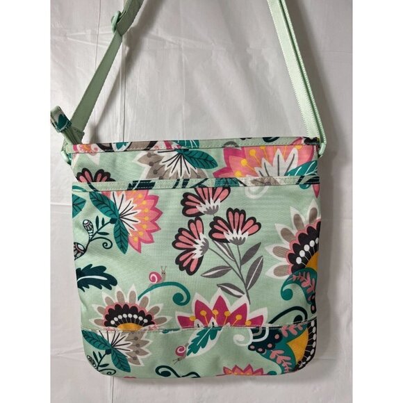 VERA BRADLEY Slim Crossbody MINT FLOWERS Bag Purse Tote - Picture 9 of 14